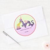 Girl's Dragon Birthday Classic Round Sticker (Umschlag)
