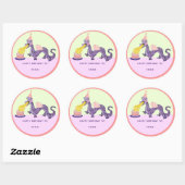 Girl's Dragon Birthday Classic Round Sticker (Blatt)
