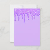 Girls Dripping Lila Glitzer Danke-Card Dankeskarte (Rückseite)