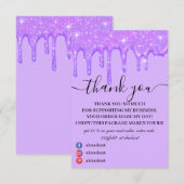 Girls Dripping Lila Glitzer Danke-Card Dankeskarte (Vorne/Hinten)