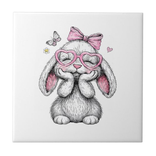 Girls Easter Cute Bunny Face Pink Easter Kids Todd Fliese (Vorderseite)
