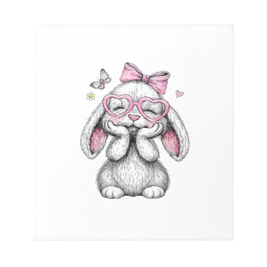 Girls Easter Cute Bunny Face Pink Easter Kids Todd Notizblock (Vorderseite)