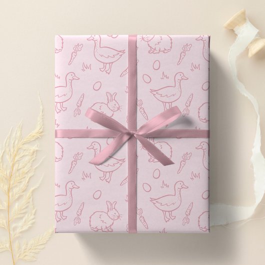 Girls Easter Cute Bunny Rabbit Goose Girly Spring Geschenkpapier