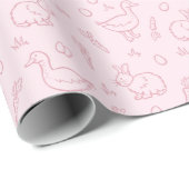 Girls Easter Cute Bunny Rabbit Goose Girly Spring Geschenkpapier (Rolleneckpunkt)