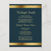 Girls Elegant Navy Blue Gold Uni Trunk Party Einladungspostkarte (Vorderseite)