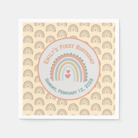 Girl's Elegant & Sweet Rainbow Blassgelb Serviette (Vorderseite)
