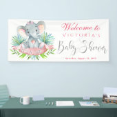 Girls Elephant Baby Shower Banners Banner (Messe)