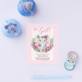 GIRLS Elephant Blume Baby Shower GENDER REVEAL Flyer (Einzeln)