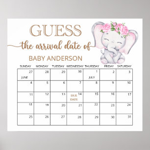 Girl's Elephant & Blume Ratings Due Date Calendar Poster