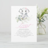 Girl's Elephant Watercolor Greenery Baby Shower Einladung (Stehend Vorderseite)