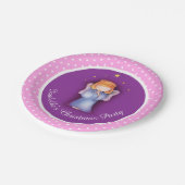 Girls Engel personalisierte Weihnachtszettel Pappteller (Schrägansicht)