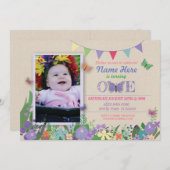 Girls erster Schmetterlingsgarten Einladung eines (Vorne/Hinten)