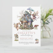 Girl's Fairy Birthday Party Einladung (Stehend Vorderseite)