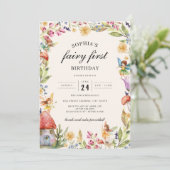 Girls Fairy Erster Geburtstag 1. Geburtstag Einladung (Stehend Vorderseite)