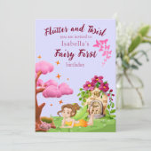 Girls Fairy First Mairytale Mushroom Butterfly Einladung (Stehend Vorderseite)