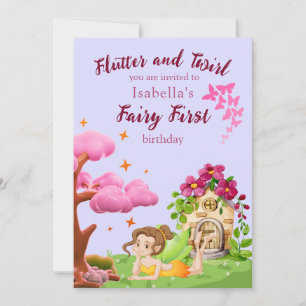 Girls Fairy First Mairytale Mushroom Butterfly Einladung