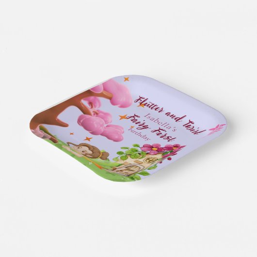 Girls Fairy First Mairytale Mushroom Butterfly Pappteller (Gewinkelt)