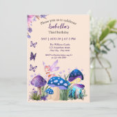 Girls Fairy Lila Mushroom Butterfly Geburtstag Einladung (Stehend Vorderseite)