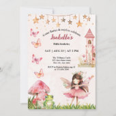 Girls Fairy Tale Castle Frog Mushroom Birthday Einladung (Vorderseite)