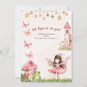 Girls Fairy Tale Castle Frog Mushroom Birthday Einladung (Rückseite)