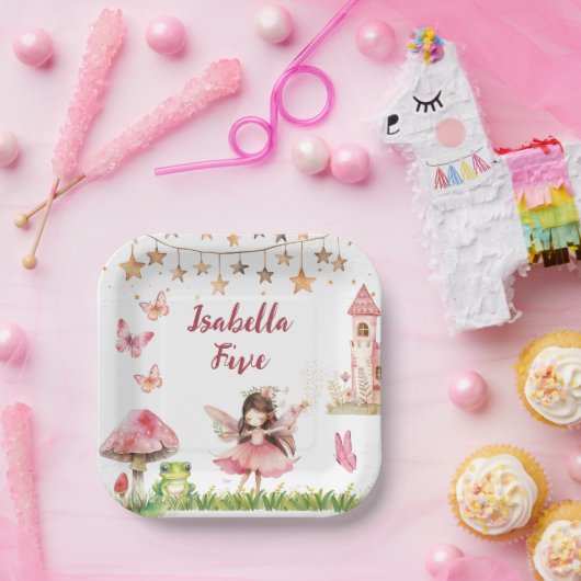Girls Fairy Tale Castle Frog Mushroom Birthday Pappteller (Party)