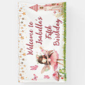 Girls Fairy Tale Castle Frosch Pilz Geburtstag Banner (Vertikal)