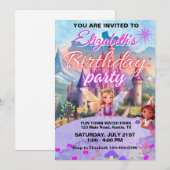 Girls Fairy Tale Magical Birthday Einladung (Vorne/Hinten)
