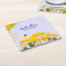 Girls Fairy Yellow Mushroom Butterfly Birthday