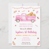 Girls Fall Pumpkin Truck Birthday Einladung (Vorderseite)