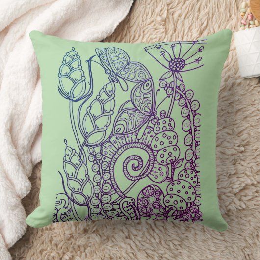 Girls Fantasy Blume Schmetterling Gingham Kissen (Decke)