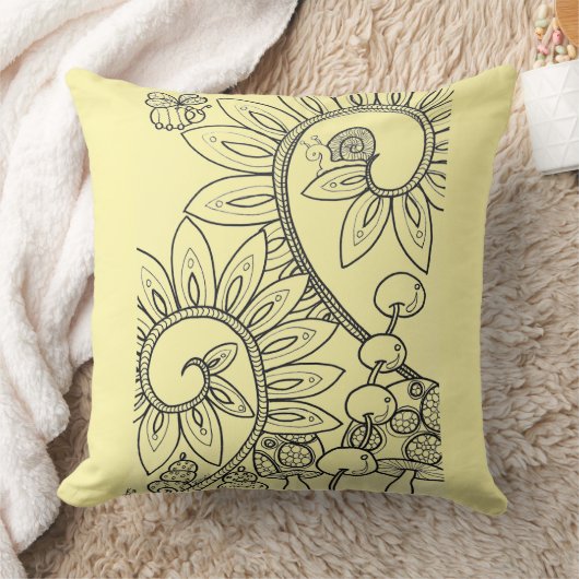 Girls Fantasy Blume Schnecke Gingham Kissen (Decke)