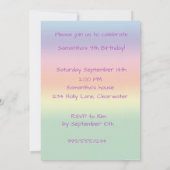 Girls farbenfrohe Sparkling Unicorn-Party Einladun Einladung (Rückseite)