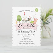 Girls Farm Barnyard Geburtstagsparty Einladung (Stehend Vorderseite)