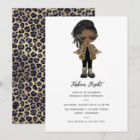 Girls Fashion Night Party Einladung (Vorne/Hinten)