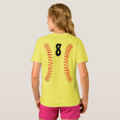 Girls Fastpech Softball Nähte Hellgelbes Shirt (Schwarz voll)