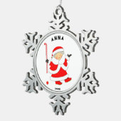 Girls Field Hockey Schneeflocken Zinn-Ornament (Rechts)
