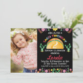 Girls Fiesta Taco Einladung zwei Tage Geburtstag (Stehend Vorderseite)