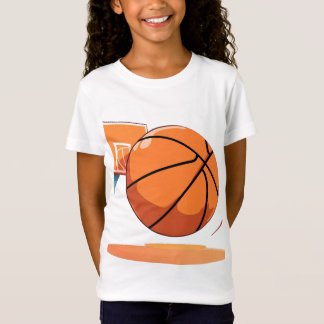 Girls' Fine Jersey T - Shirt - Big Basketball