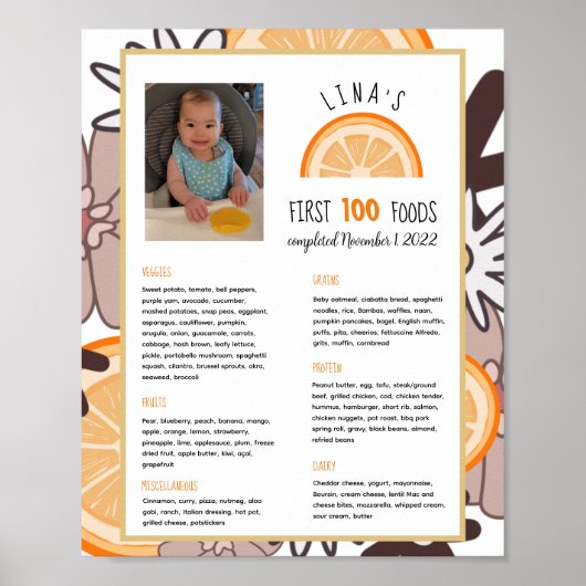 Girls First 100 Foods Baby Weaning Poster (Vorne)