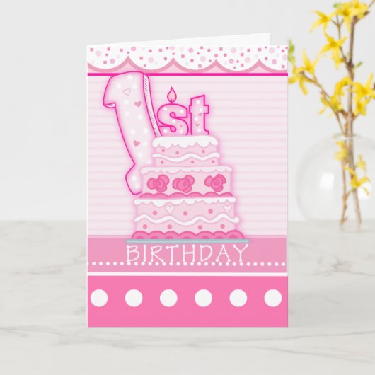 Girls First Birthday Karte (Gelbe Blume)