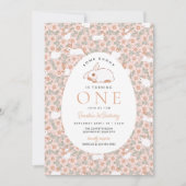 Girls First Birthday Oster Bunny Einladung (Vorderseite)