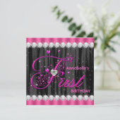 Girls First Birthday Party Einladung (Stehend Vorderseite)