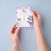 Girls First Birthday Party Wasserfarben Ziegen Hau Flyer (Gruppe)