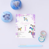 Girls First Birthday Party Wasserfarben Ziegen Hau Flyer (Einzeln)