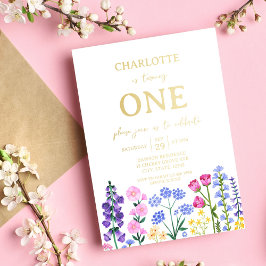 Girl's First Birthday Wildblume Garden Party Folieneinladung