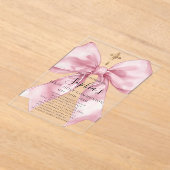 Girl's First Communion Pink Bow Acrylic Invitation Acryleinladungen (Ablage )
