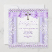 Girls First Heilige Kommune Cross Hübsch Lavender Einladung (Rückseite)