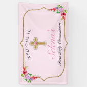 Girls First Heilige Kommune Hübsche Blumenwillkomm Banner (Vertikal)