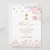 Girl's First Holy Communion Pastel Floral Dankeskarte (Vorderseite)