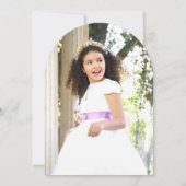 Girl's First Holy Communion Pink Wildflower Bow Einladung (Rückseite)